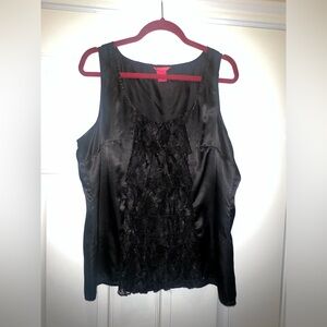 Black Sleeveless Top with Lace Detail